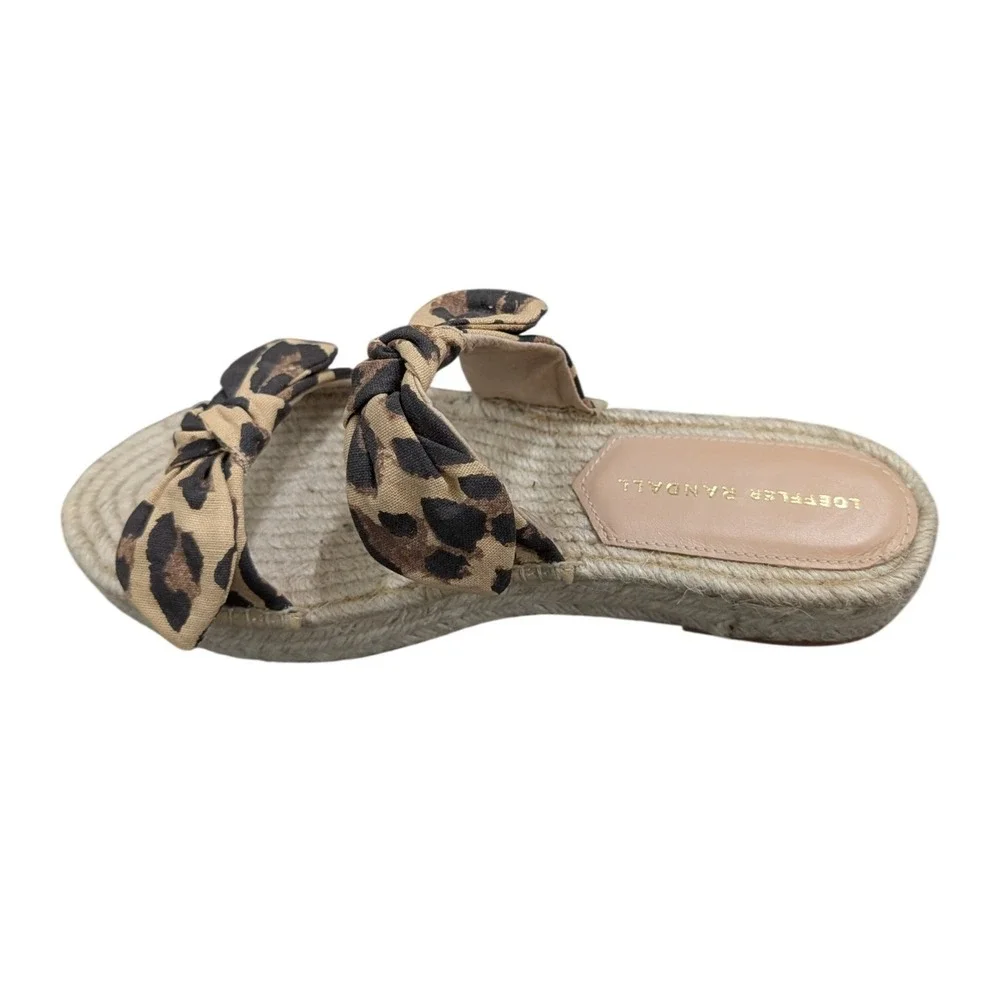 Loeffler Randall NEW Daisy Espadrille Sandals Leopard Print Bow Slide- 7.5